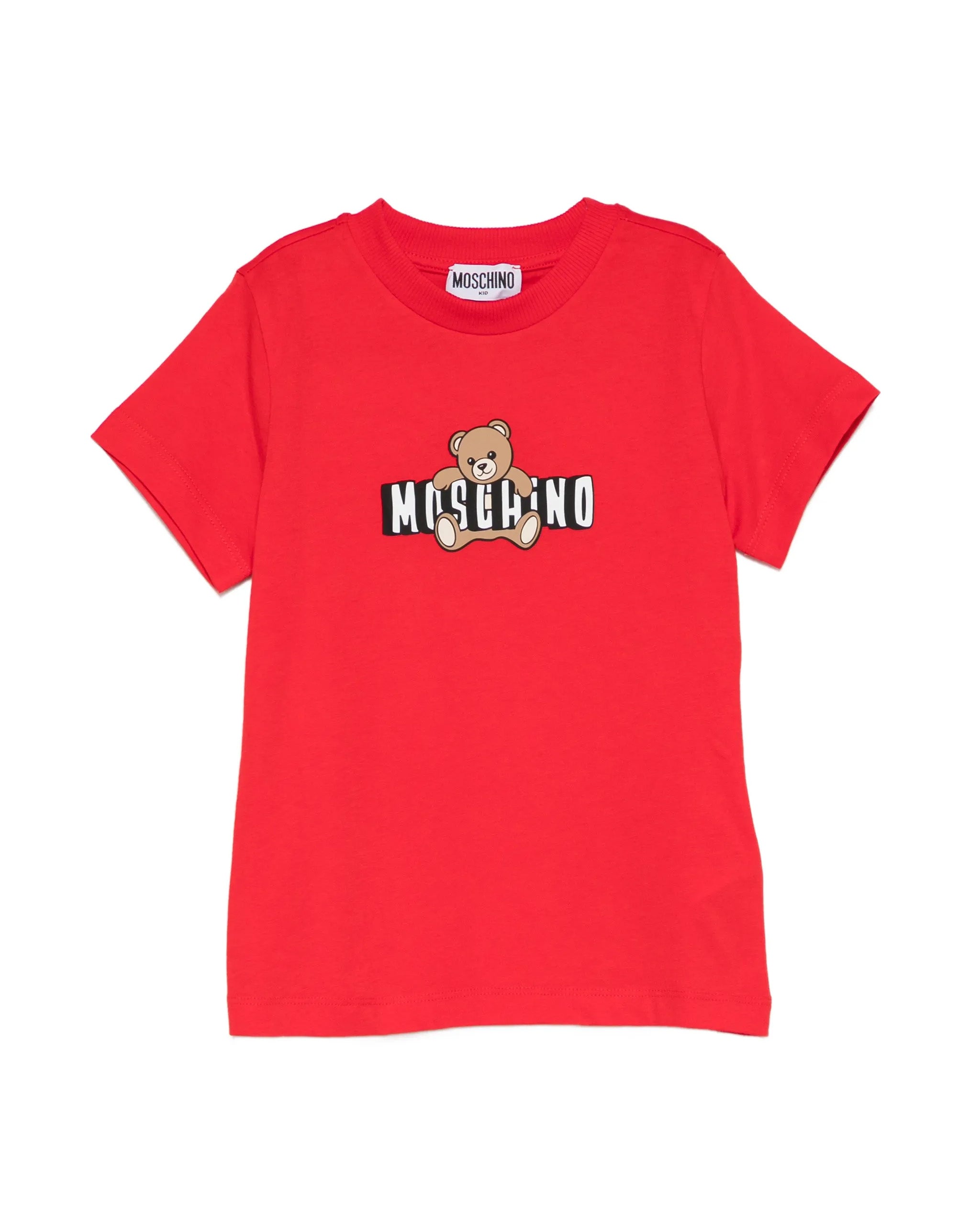 Moschino Kids T-Shirt Rosso con Logo Teddy Bear per Bambini