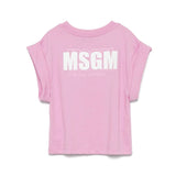 MSGM Kids T-shirt Rosa con Stampa per Bambine retro