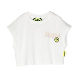 Barrow Kids Canotta Crop Bianca con Stampa per BambineBarrow Kids Canotta Crop Bianca con Stampa per Bambine