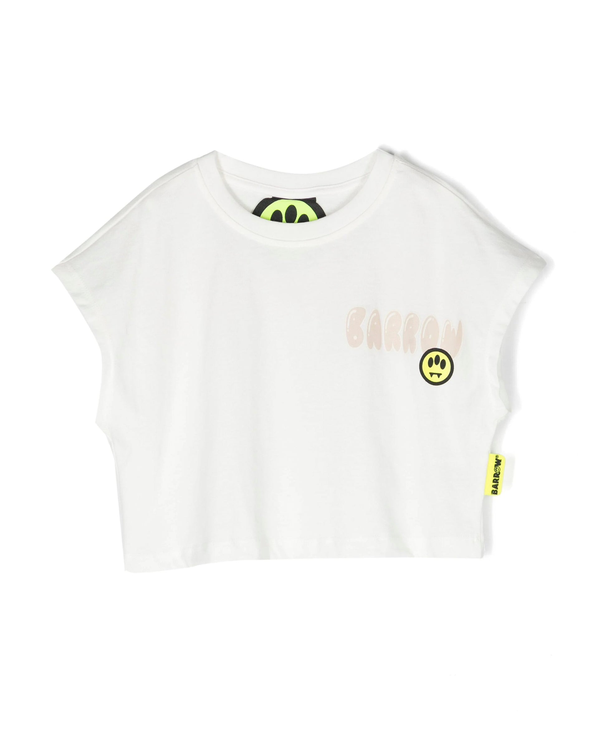 Barrow Kids Canotta Crop Bianca con Stampa per BambineBarrow Kids Canotta Crop Bianca con Stampa per Bambine