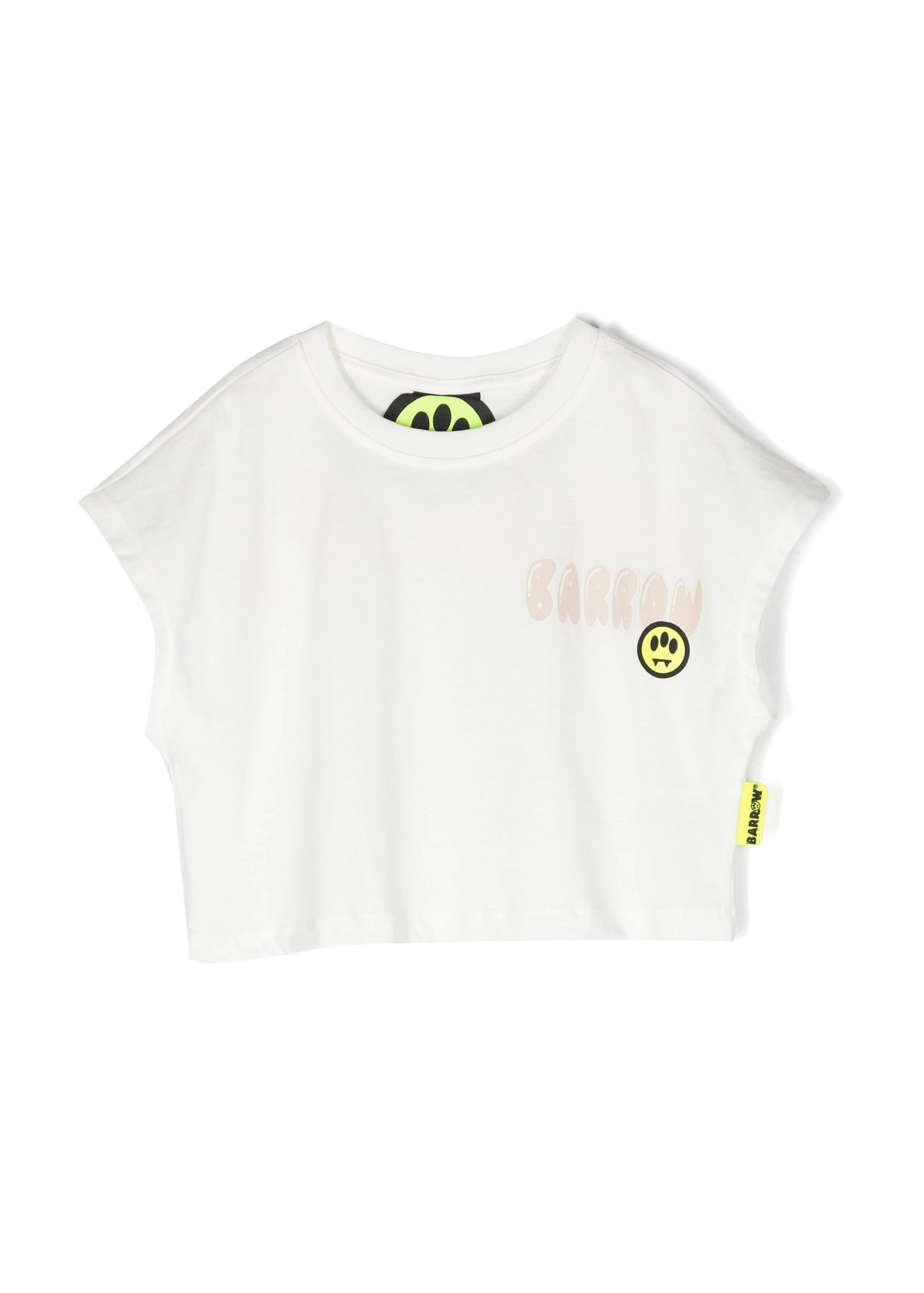 Barrow Kids Canotta Crop Bianca con Stampa per BambineBarrow Kids Canotta Crop Bianca con Stampa per Bambine