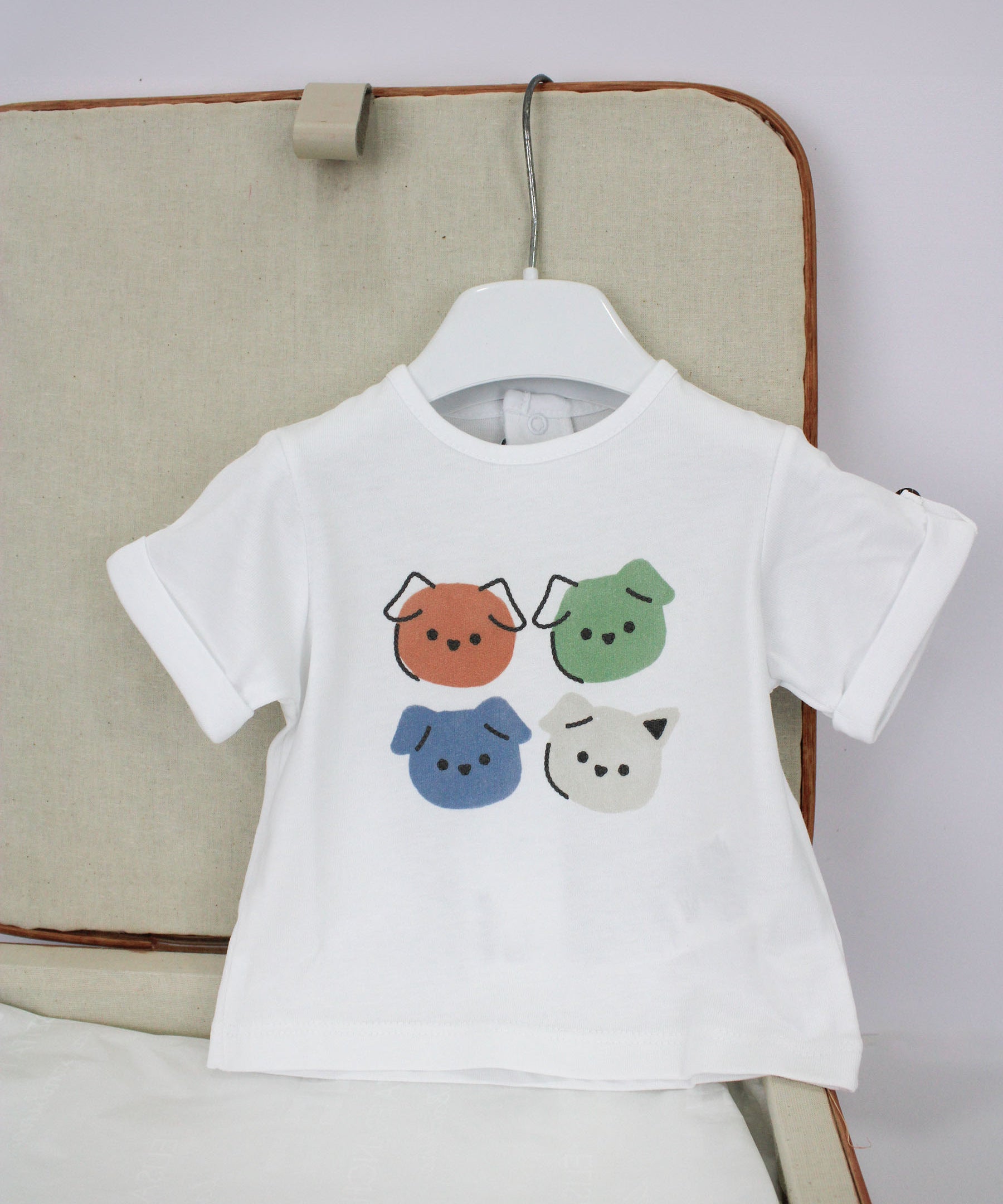 Minibanda T-shirt Bianca con Stampa per Neonati