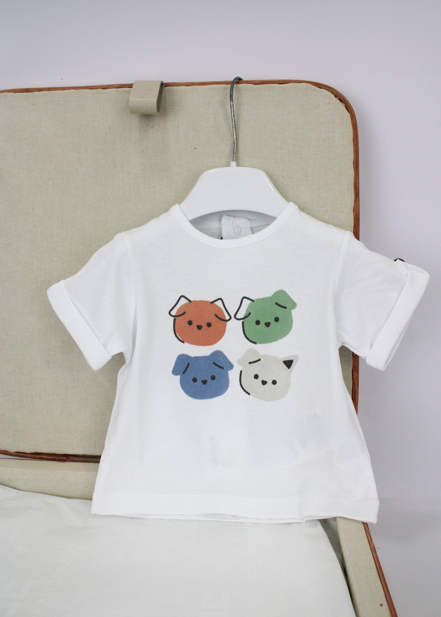 Minibanda T-shirt Bianca con Stampa per Neonati