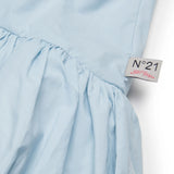 N21 Kids Abito Celeste Logo e Colletto Camicia per Bambine