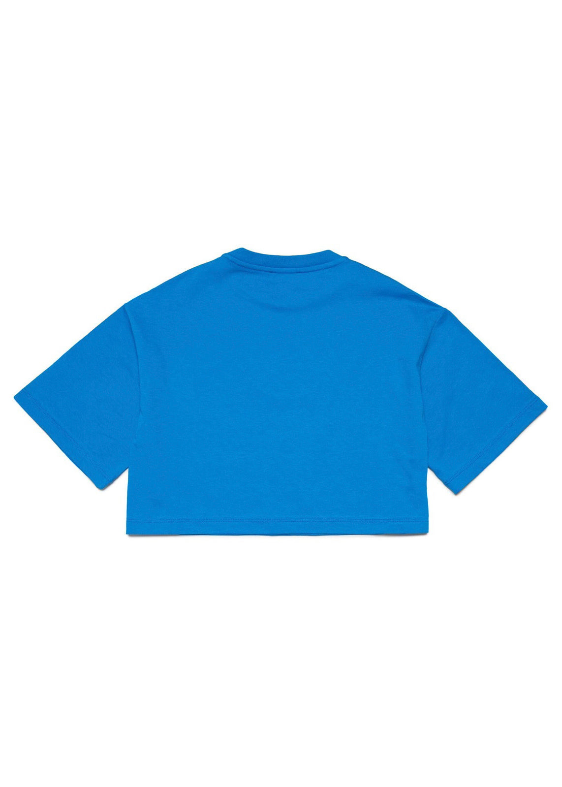 Diesel Kids T-shirt Blu Cropped con Puffy Print