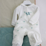 Minibanda Tutina Bianca con Ricamo Cuori per Neonate