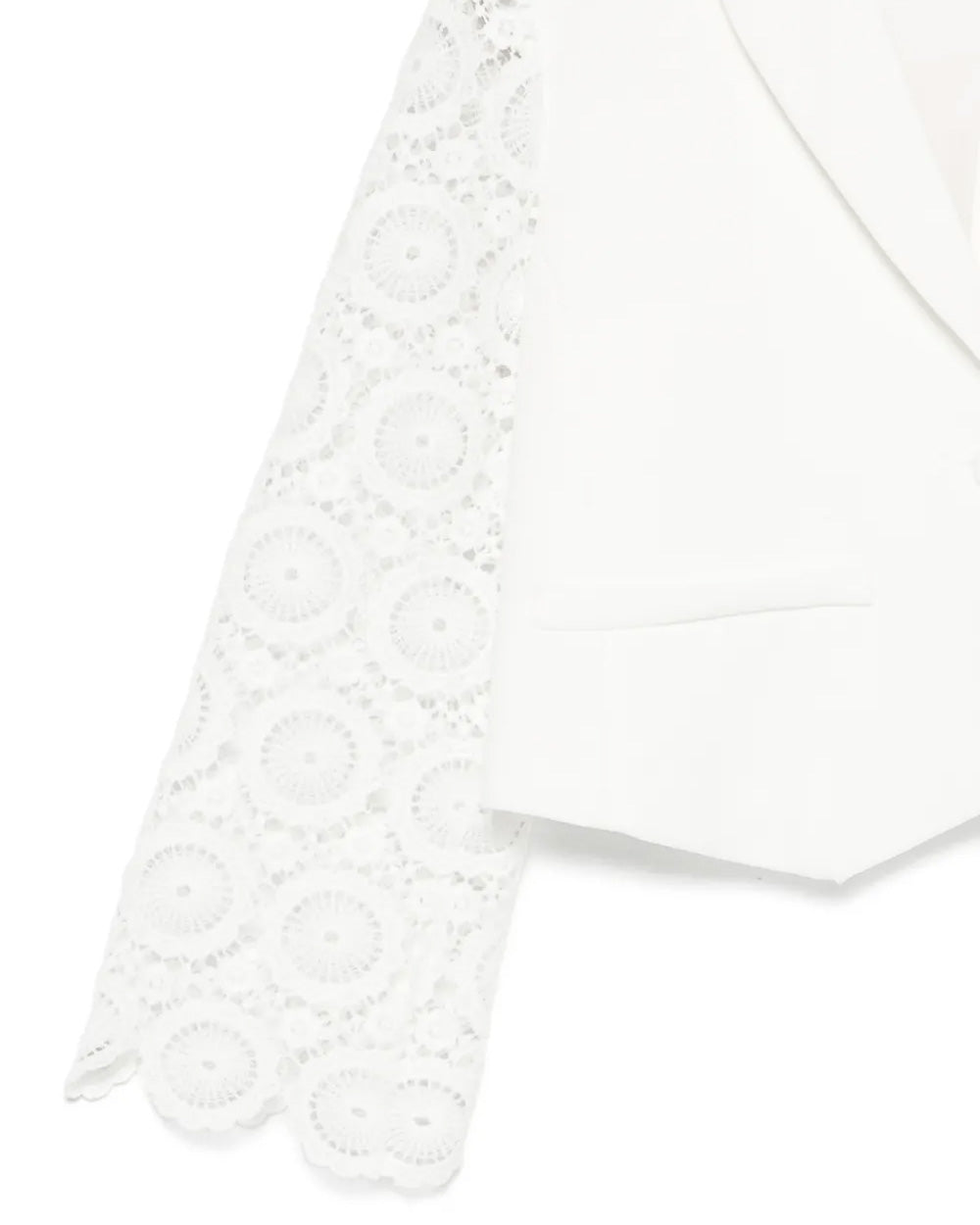 Twinset Kids Giacca Off-White con Maniche in Pizzo per Bambine