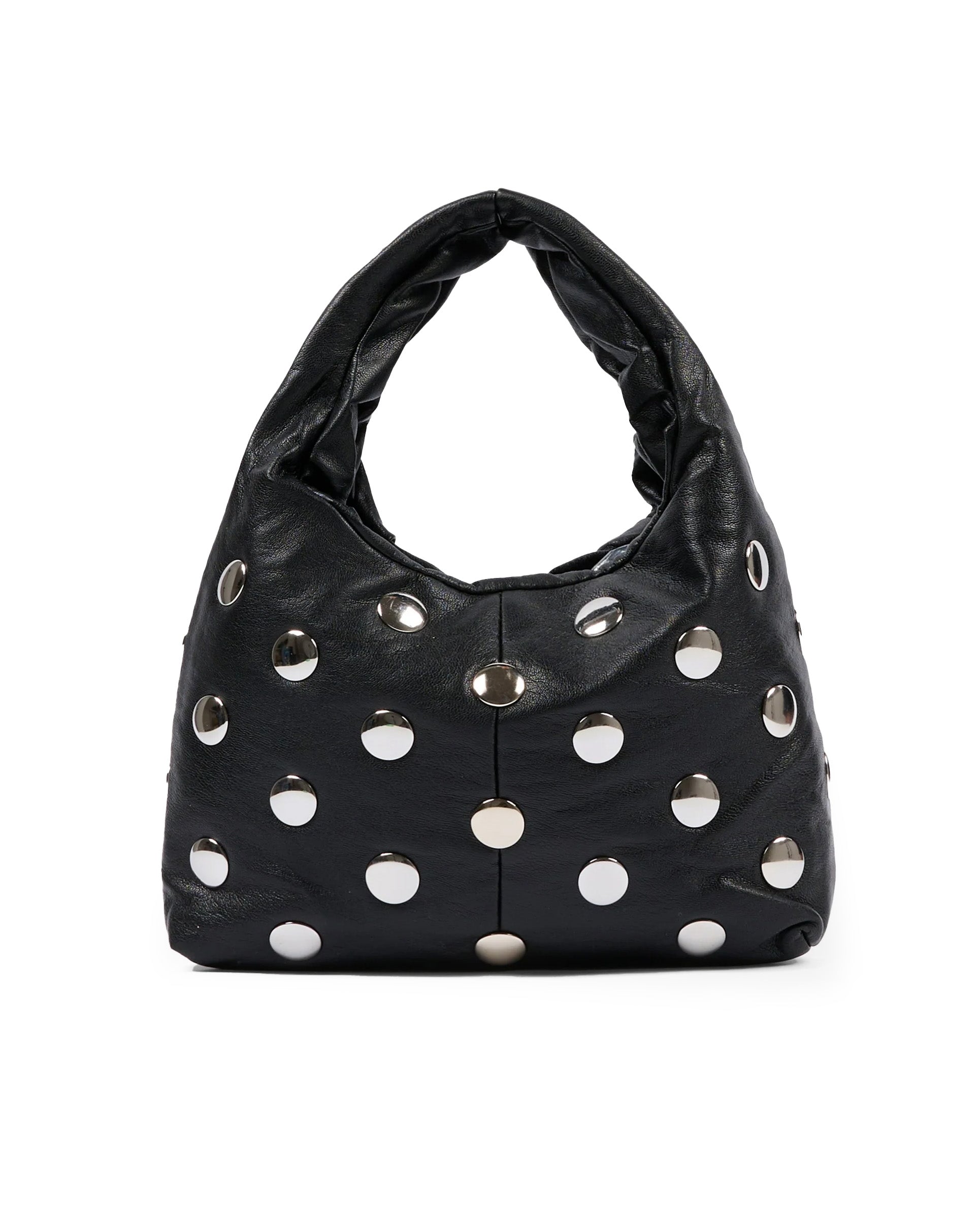 Msgm Kids Borsa a Spalla Nera con Applicazioni Metalliche e Logo per Bambine
