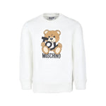Moschino Kids Felpa Girocollo Bianca con Stampa Toy per Bambine