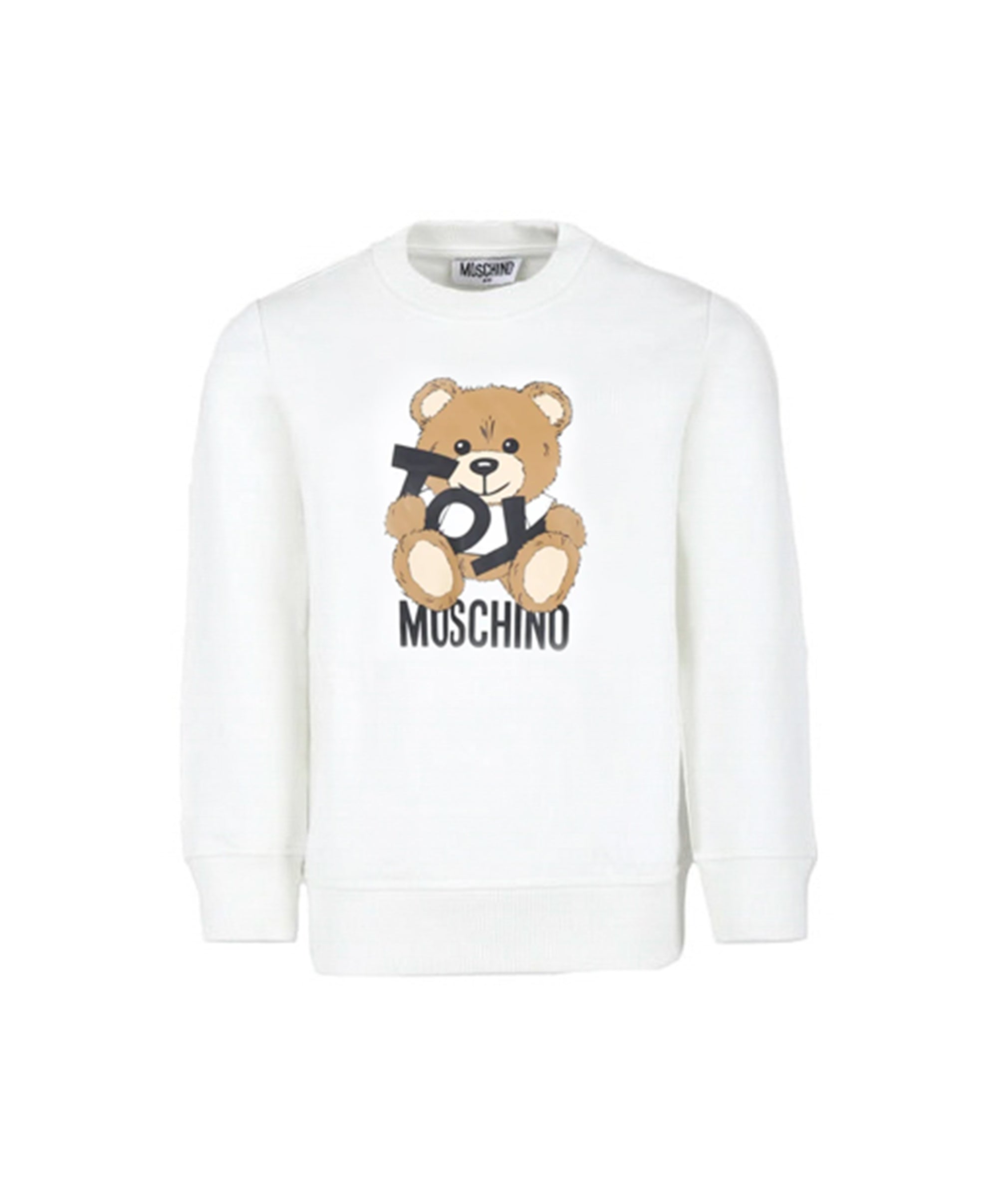 Moschino Kids Felpa Girocollo Bianca con Stampa Toy per Bambine