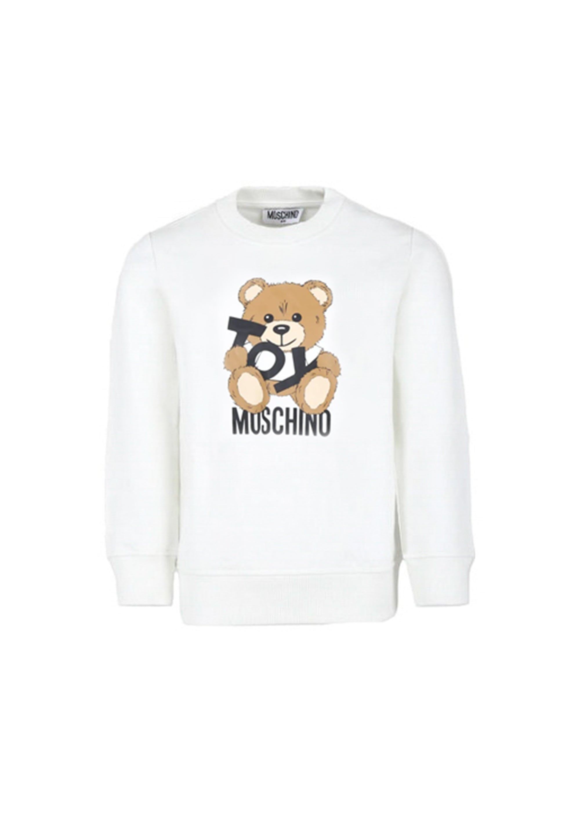 Moschino Kids Felpa Girocollo Bianca con Stampa Toy per Bambine