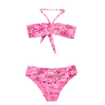 4GIVENESS Costume Bikini a Fascia Fantasia Rainbow Boa Fucsia per Bambine (fronte)