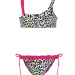F**K Kids Costume Monospalla Leopardato Multicolor per Bambine