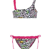 F**K Kids Costume Monospalla Leopardato Multicolor per Bambine