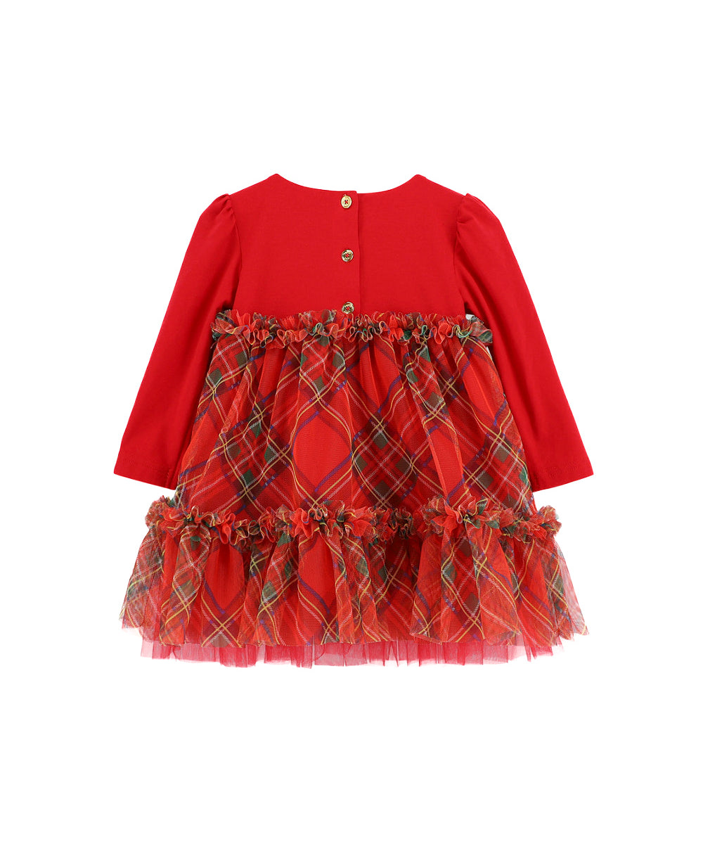 Angel's Face Abito Rosso/Scozzese in Tulle per Neonate (retro)