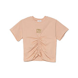 Pinko Kids T-Shirt Rosa/Sabbia Arricciata con Logo per Bambine