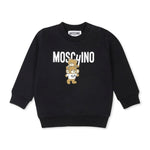 Moschino Kids Felpa Nera con Stampa Logo Teddy Bear per Neonati 