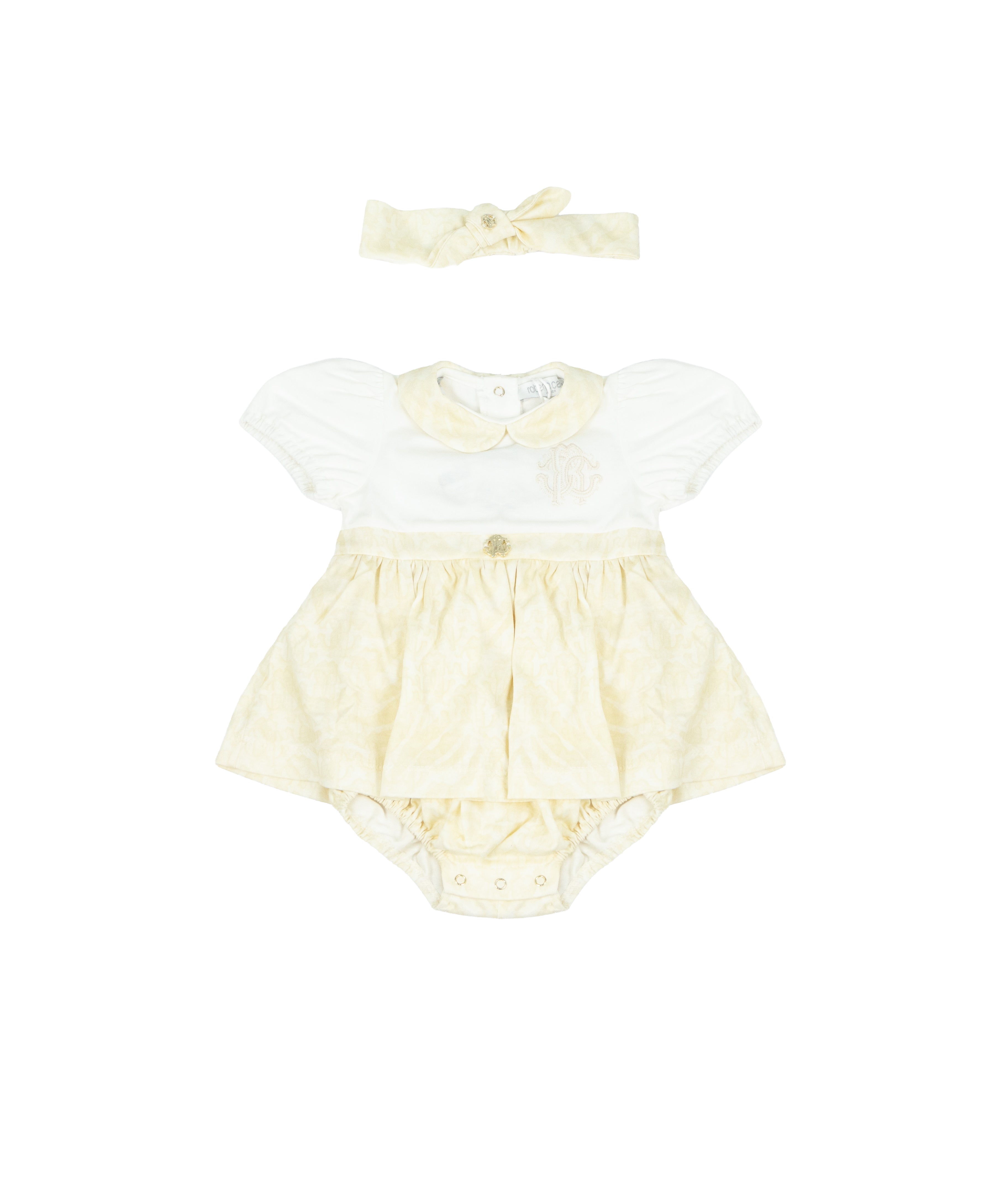 Roberto Cavalli Kids Abito+Fascia Avorio per Neonate