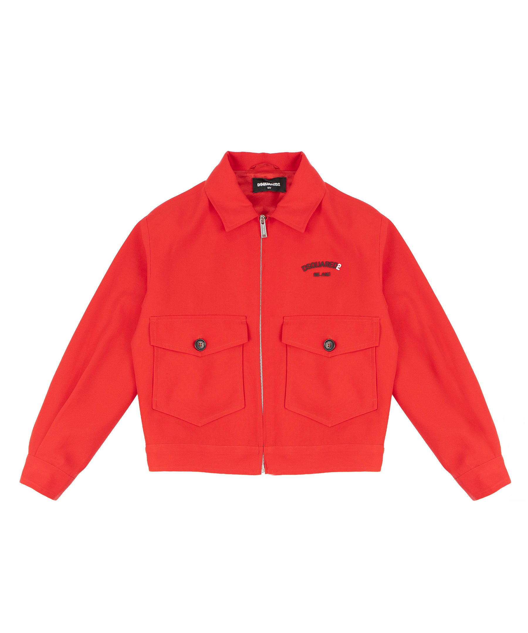 Dsquared2 Kids Giacca Rosso con Zip e Tasconi per Bambini