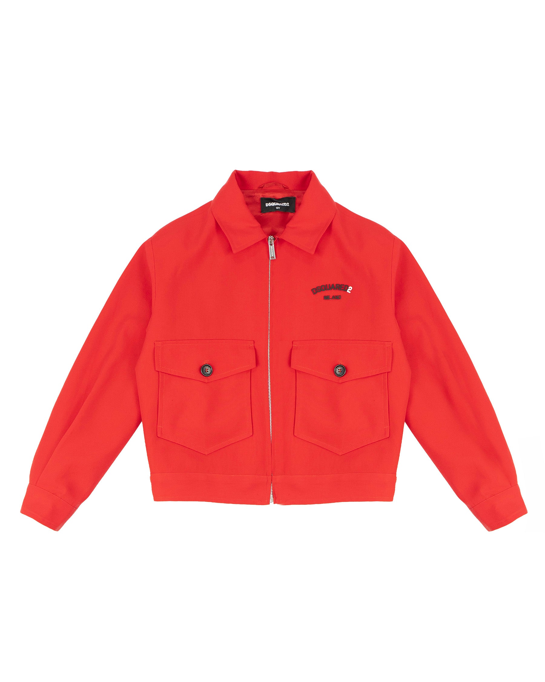 Dsquared2 Kids Giacca Rosso con Zip e Tasconi per Bambini