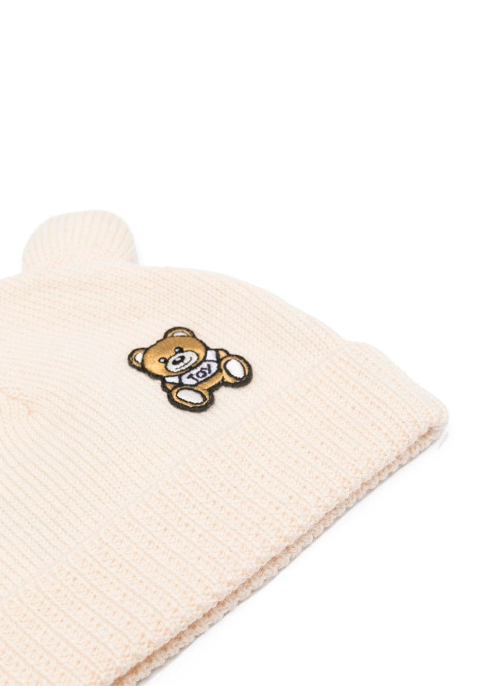 Moschino Kids Cappello Beige con Applicazione Teddy Bear per Neonati (dettaglio)