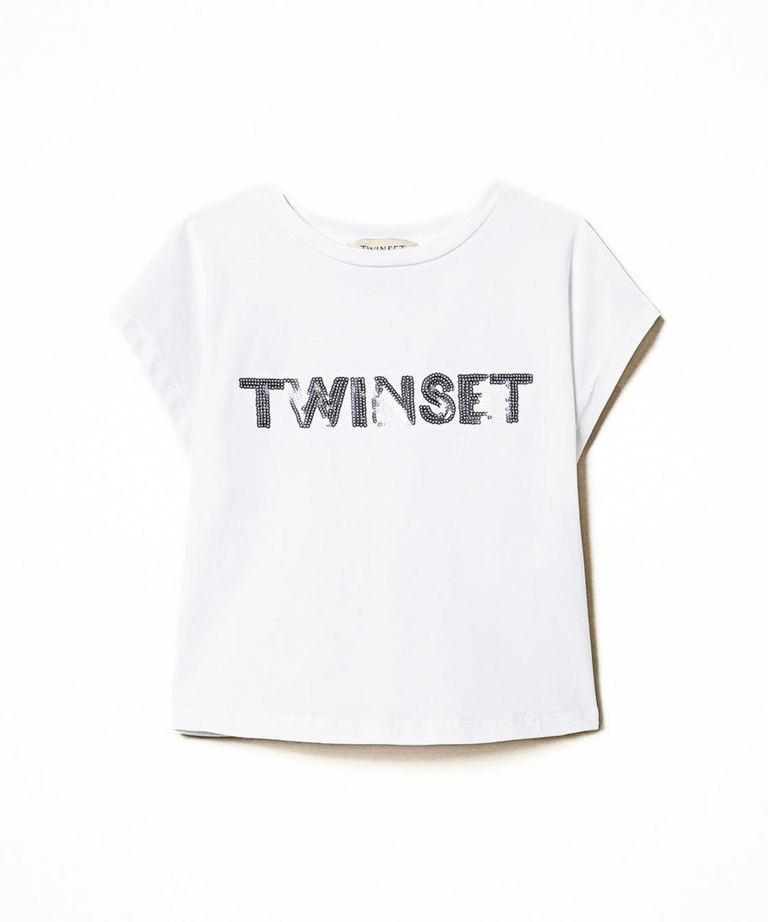 Twinset Kids T-Shirt Bianca con Applicazione Logo per Bambine