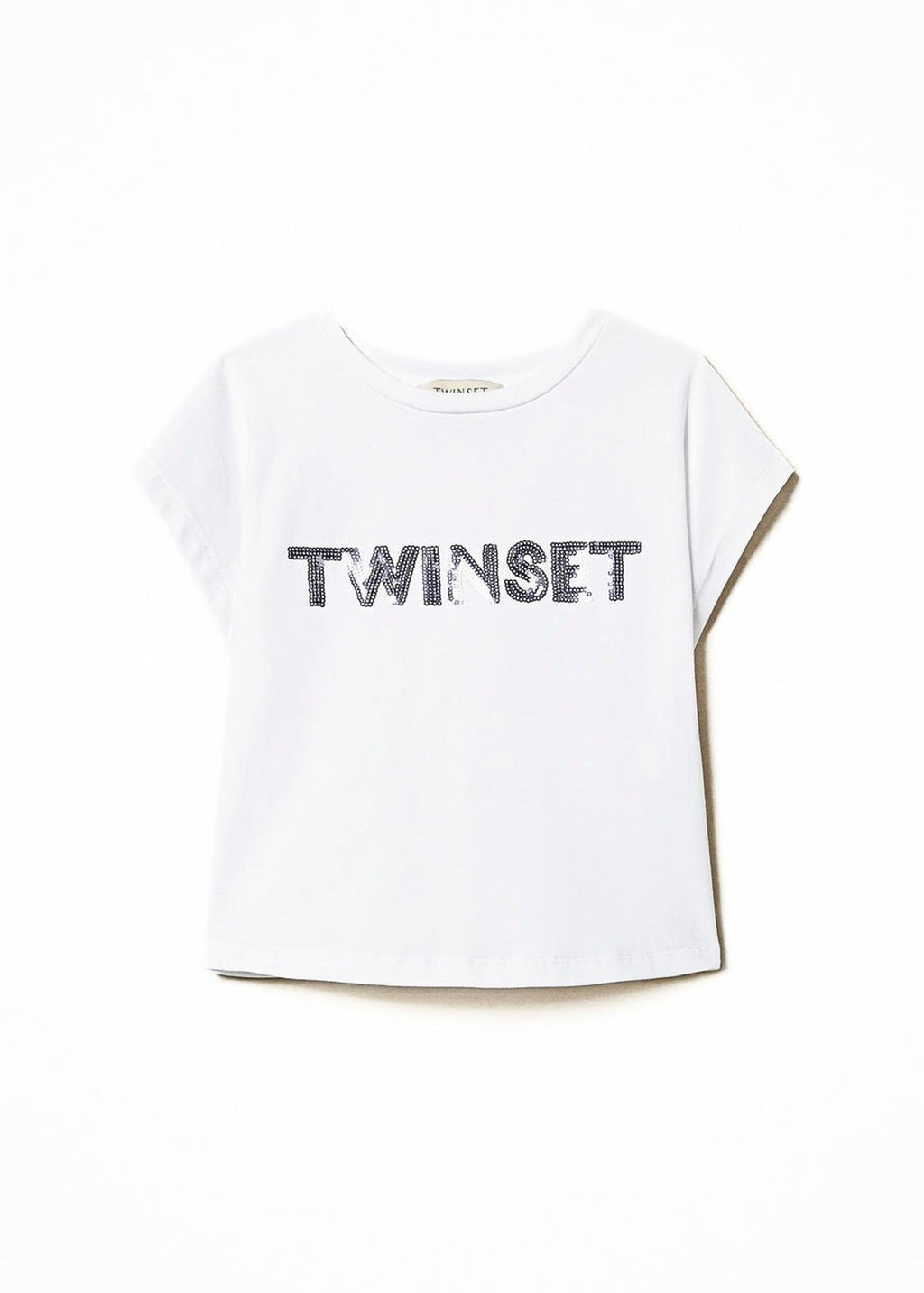 Twinset Kids T-Shirt Bianca con Applicazione Logo per Bambine