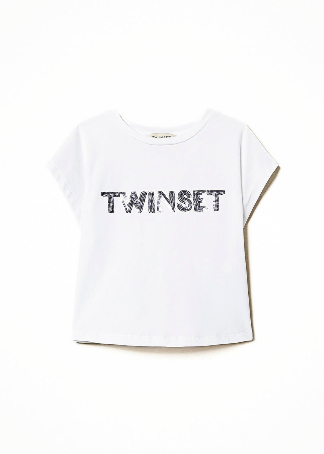 Twinset Kids T-Shirt Bianca con Applicazione Logo per Bambine