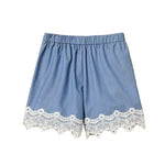 Twinset Kids Shorts Sky Line con Dettagli in Pizzo per Bambine