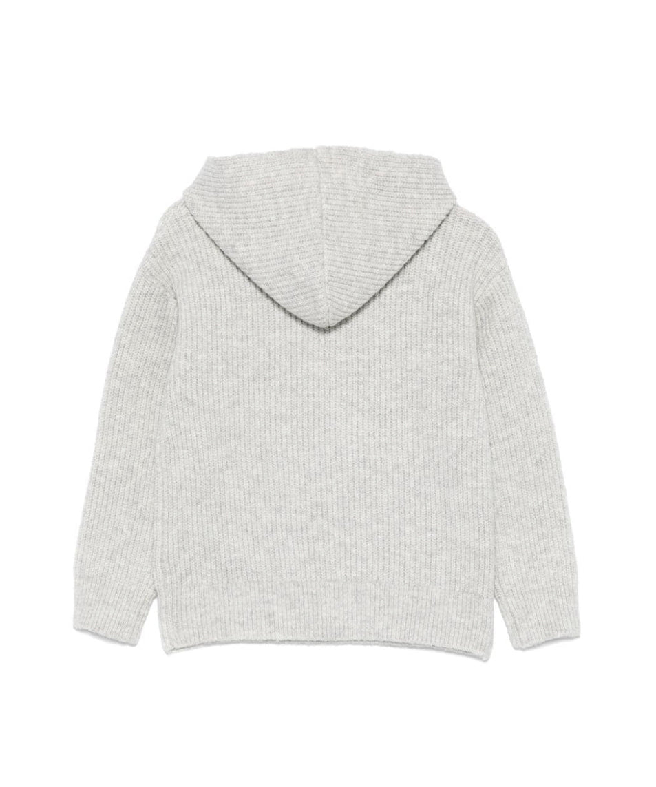 MSGM Kids Felpa Grigia in Maglia con Intarso Logo per Bambini (retro)