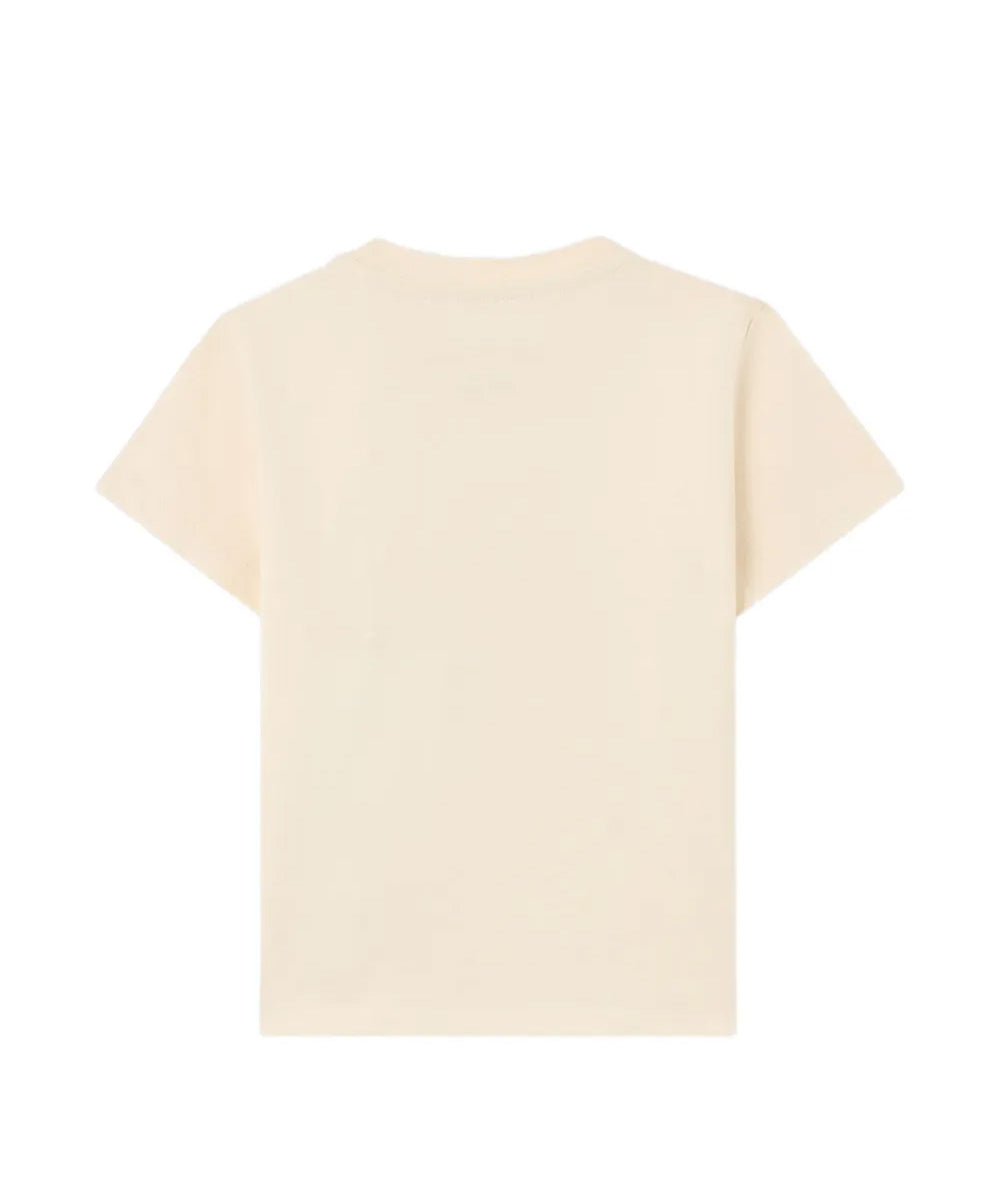 Palm Angels Kids T-Shirt Sabbia con Stampa Teddy e Logo per Neonate