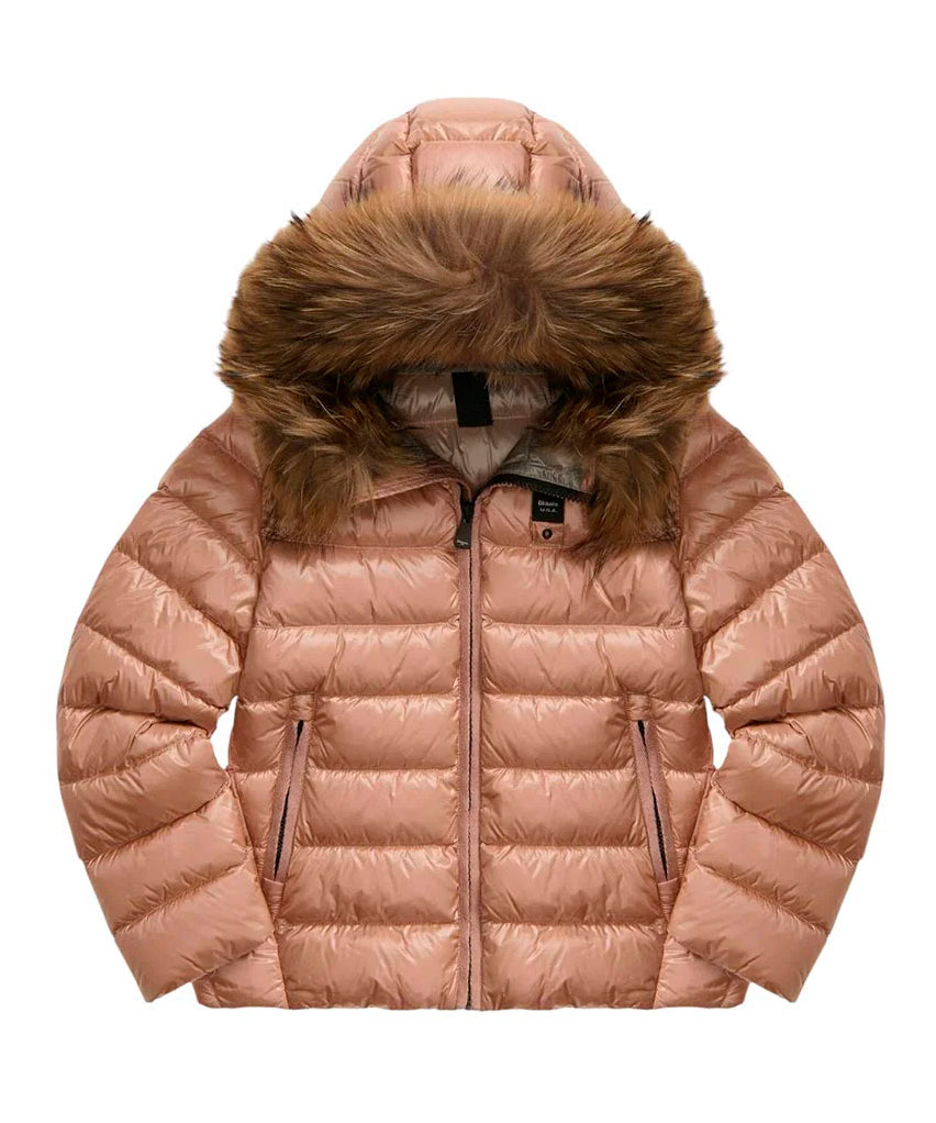 Blauer Kids Giubbino Rosa e Cappuccio con Pelliccia Arcadia Junior per Bambine