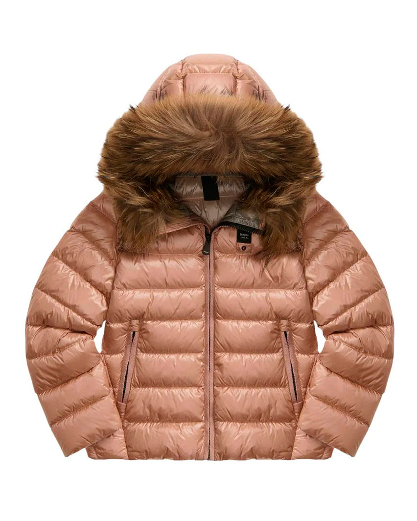 Blauer Kids Giubbino Rosa e Cappuccio con Pelliccia Arcadia Junior per Bambine