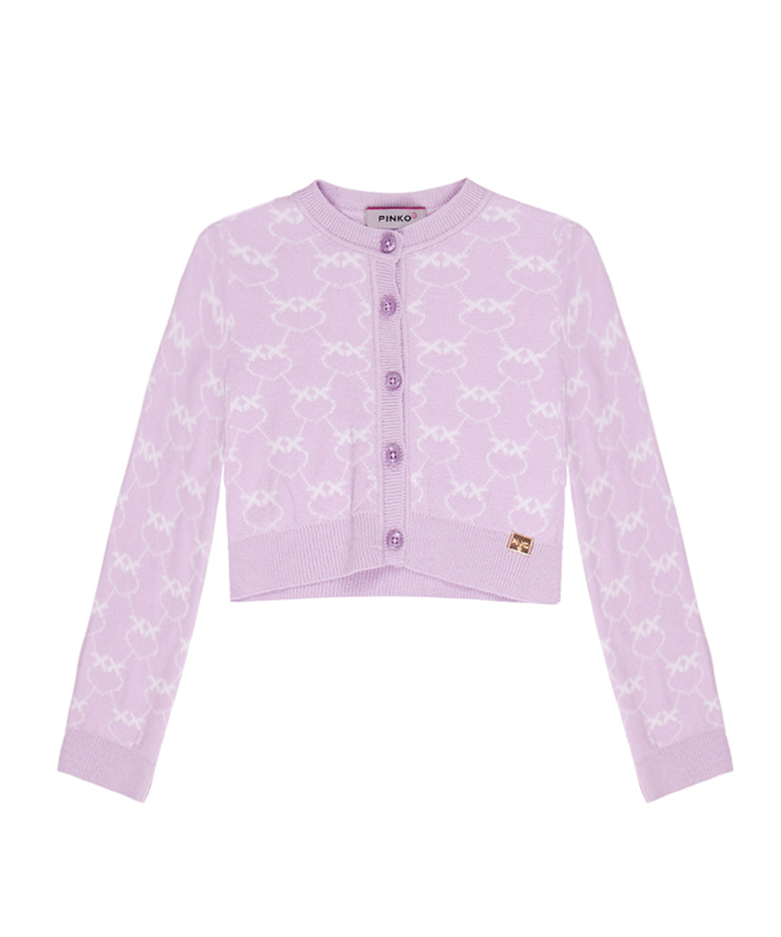 Pinko Kids Cardigan con Logo All-over Lilla