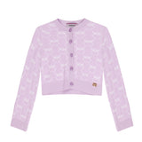 Pinko Kids Cardigan con Logo All-over Lilla