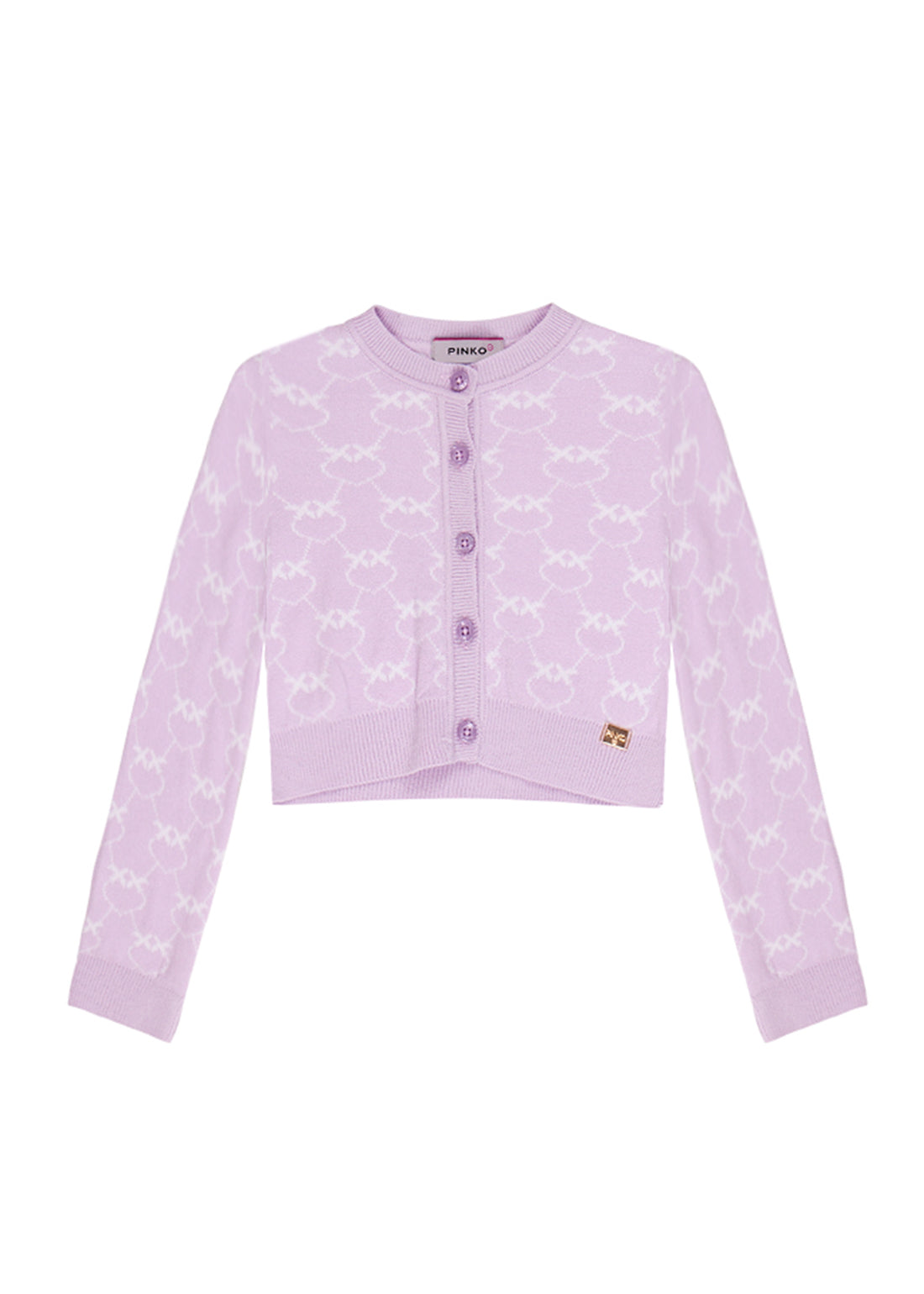 Pinko Kids Cardigan con Logo All-over Lilla