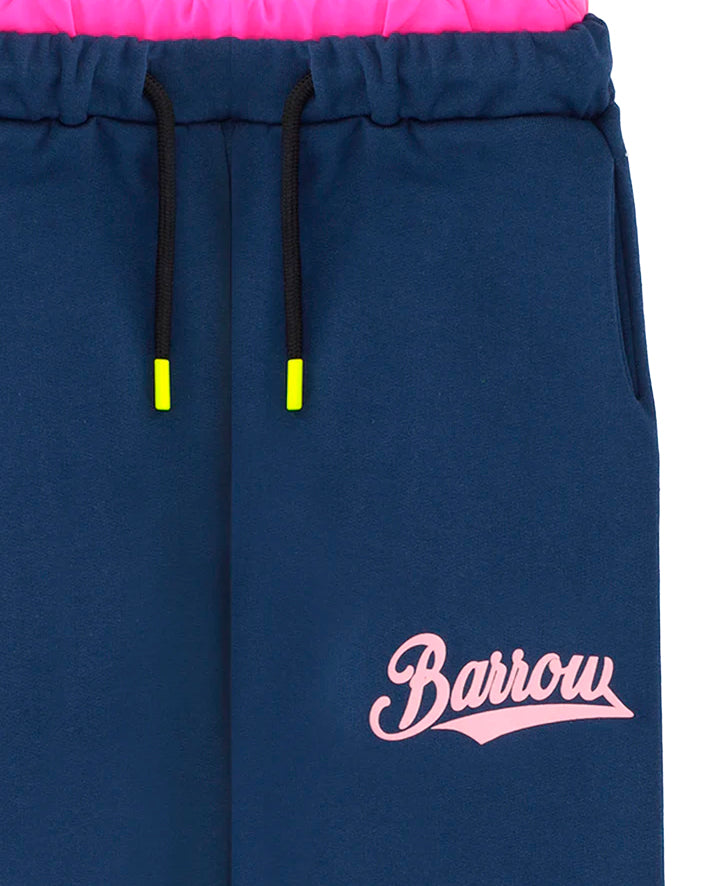 Barrow Kids Pantaloni Blu con Coulisse e Logo Rosa per Bambine