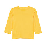 Moschino Kids Maglia Gialla a Maniche Lunghe con Stampa Popcorn Teddy Bear e Logo Unisex per Neonati
