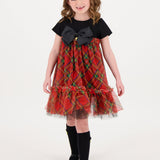 Angel's Face Abito Nero/Scozzese in Tulle per Bambine