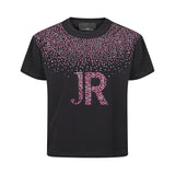 John Richmond Kids T-shirt Girocollo Nera con Strass Rosa e Logo per Bambine
