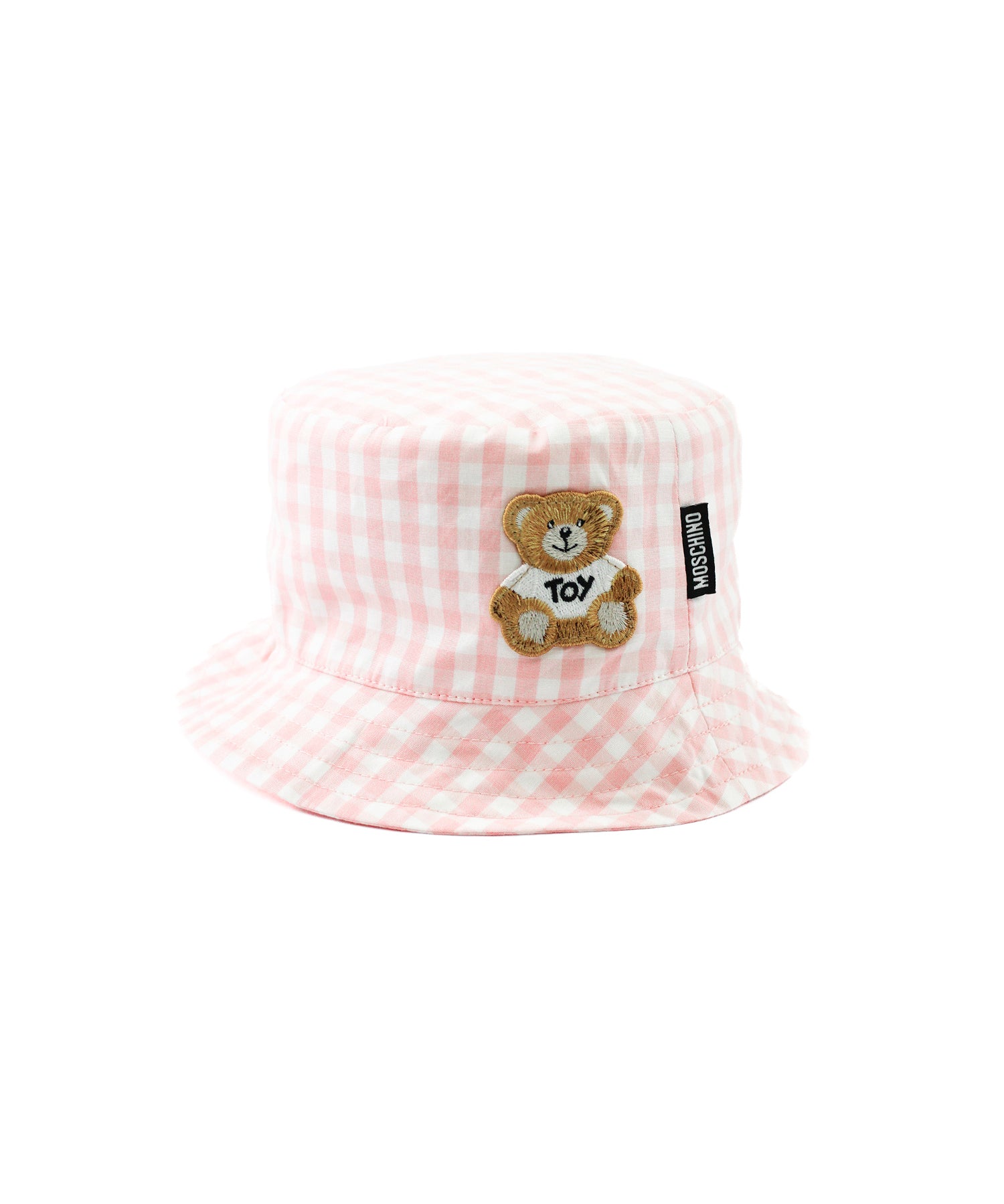 Moschino Kids Cappello Bucket Rosa a Quadri per Neonate