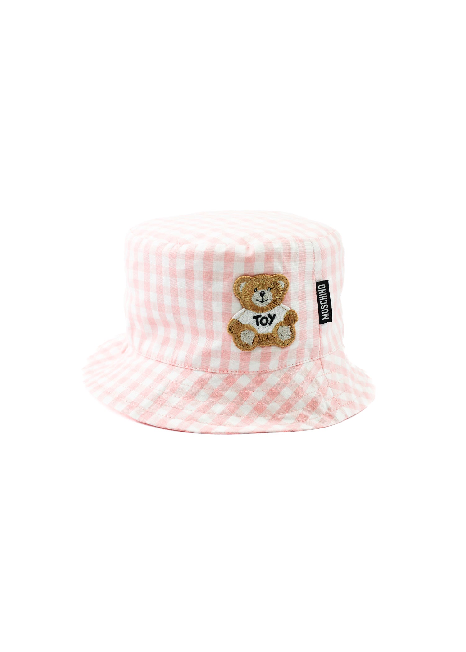 Moschino Kids Cappello Bucket Rosa a Quadri per Neonate