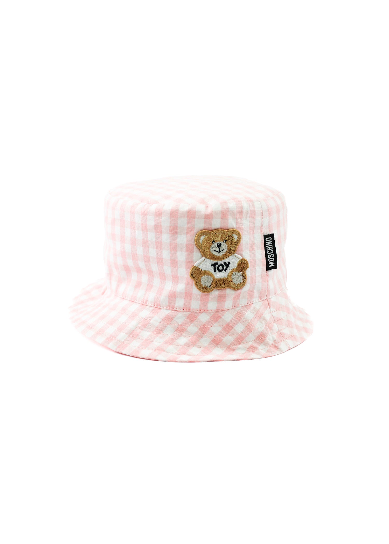 Moschino Kids Cappello Bucket Rosa a Quadri per Neonate