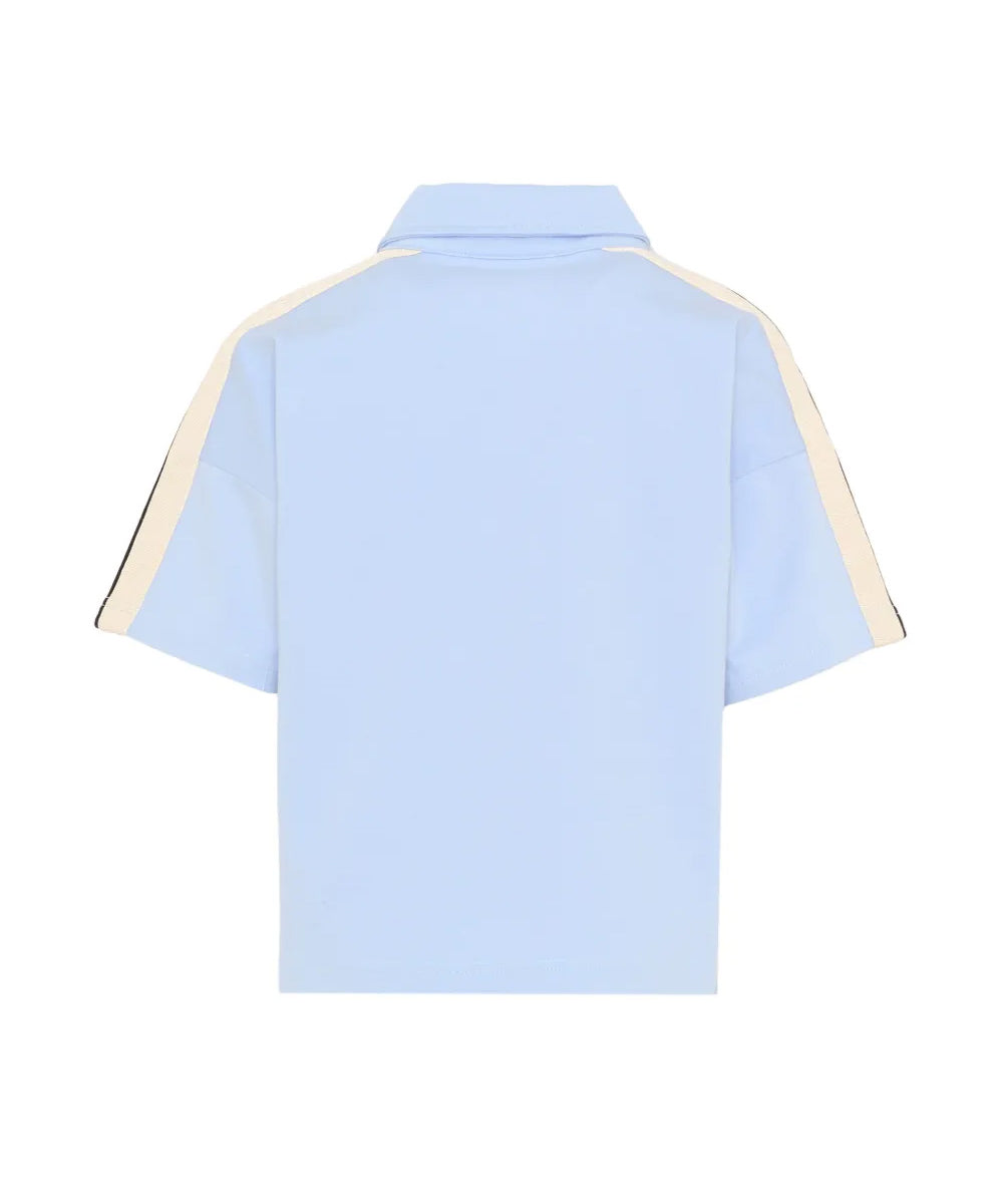 Palm Angels Kids Polo Celeste con Logo per Bambini