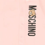 Moschino Kids Tutina Rosa con Logo Vertical per Neonate