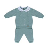 Marlù Completo 2pz Verde Salvia con Apertura a Bottone per Neonati