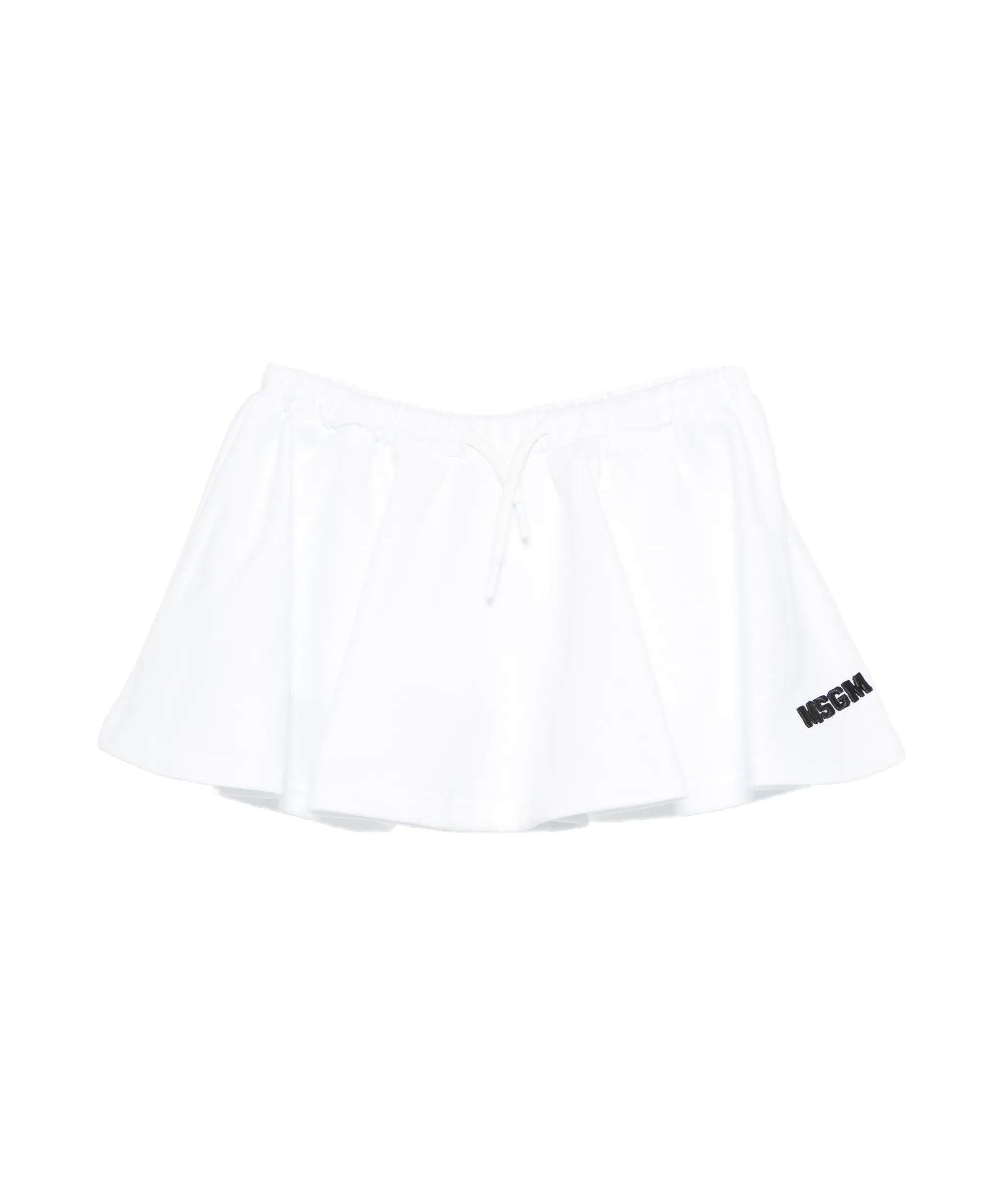 Msgm Kids Short Bianco con Logo Ricamato per Bambine