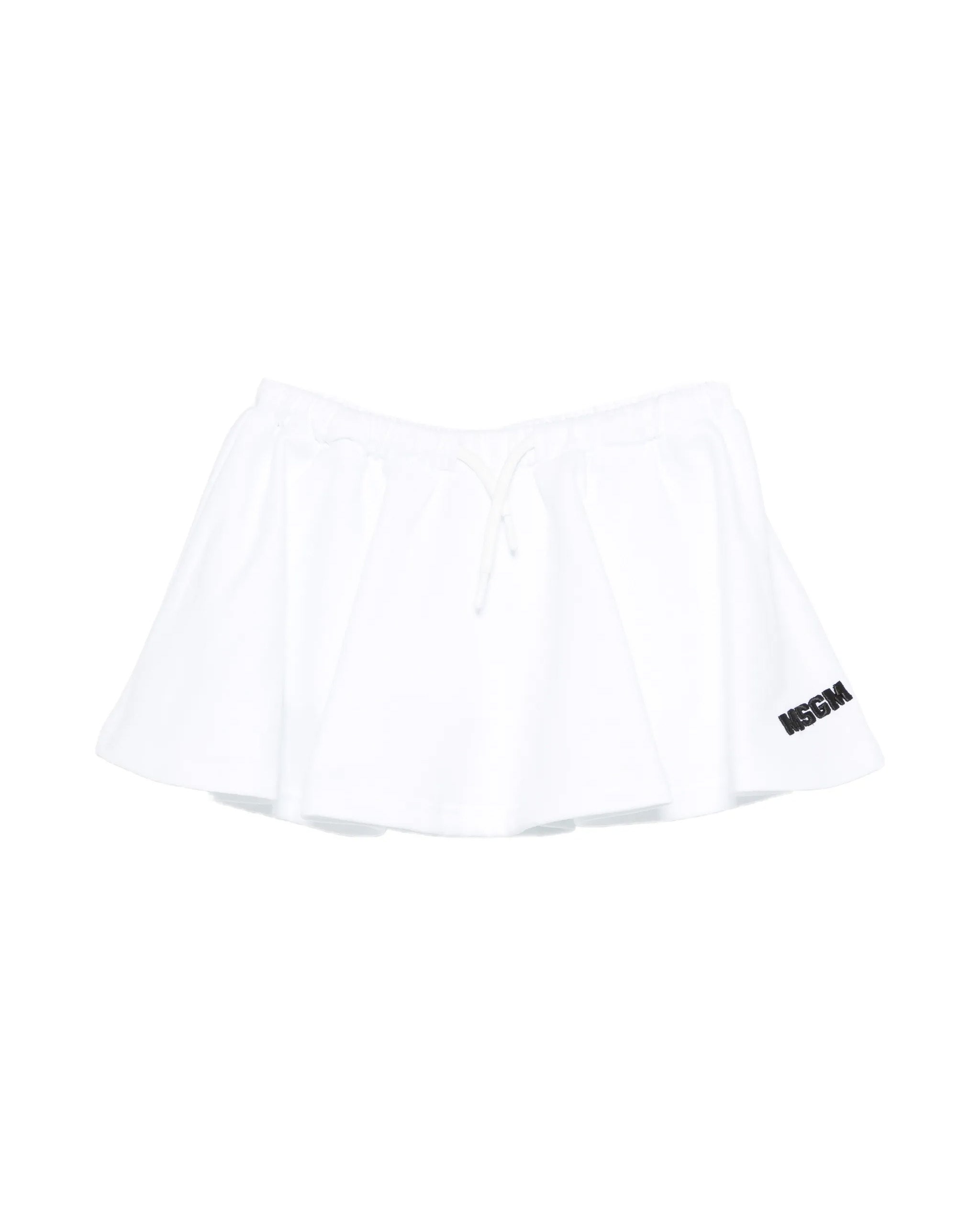 Msgm Kids Short Bianco con Logo Ricamato per Bambine