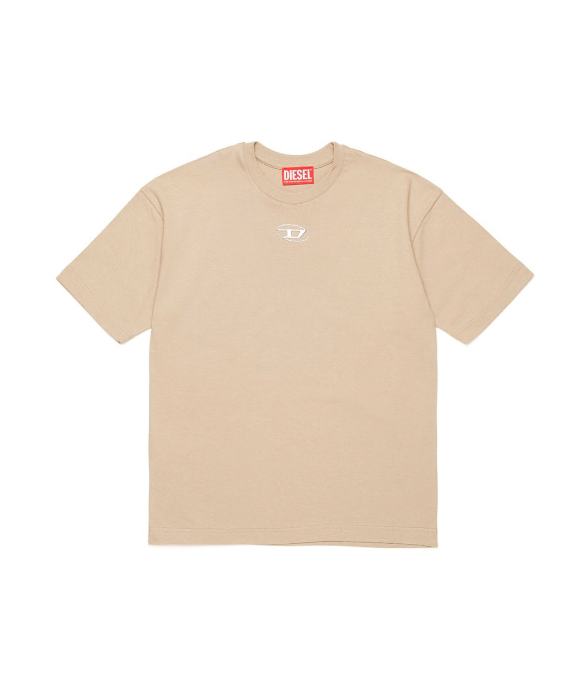 Diesel Kids T-shirt Beige con Oval D in Metallo per Bambini