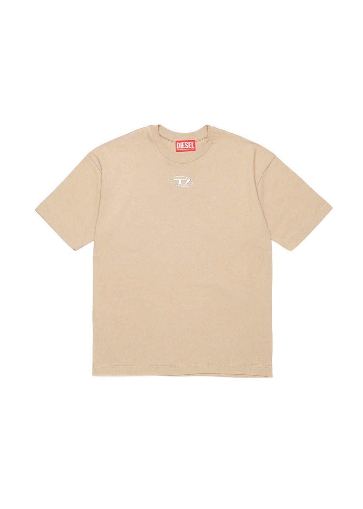 Diesel Kids T-shirt Beige con Oval D in Metallo per Bambini